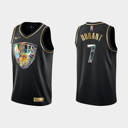 Maillot Basket Homme Brooklyn Nets Kevin Durant 7 Nike 2021-22 Noir Golden Edition 75th Anniversary Diamond Swingman